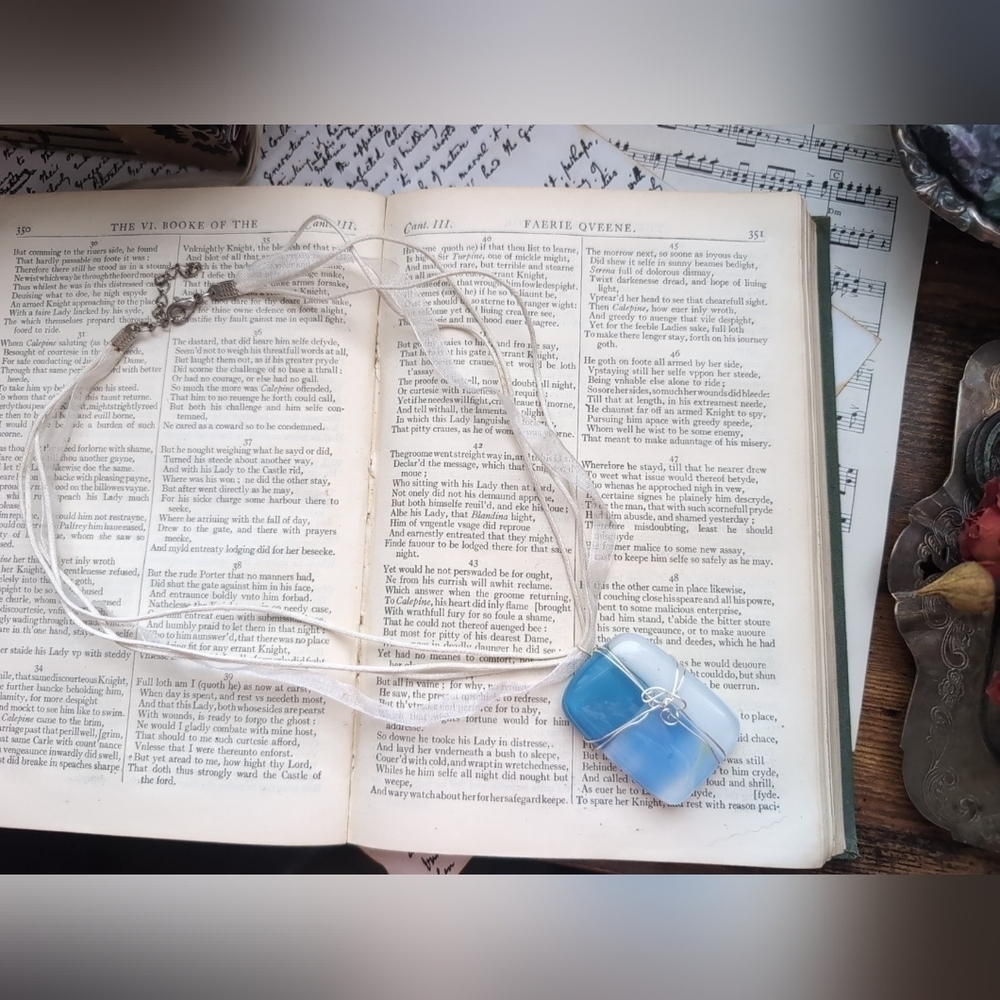 Blue and White Pendant Necklace